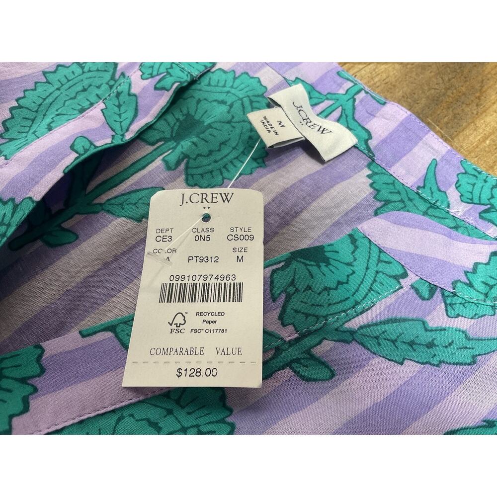 J. Crew Womens Floral Puff Sleeve Tiered Cover Up Sundress Size Medium - Picture 3 of 11